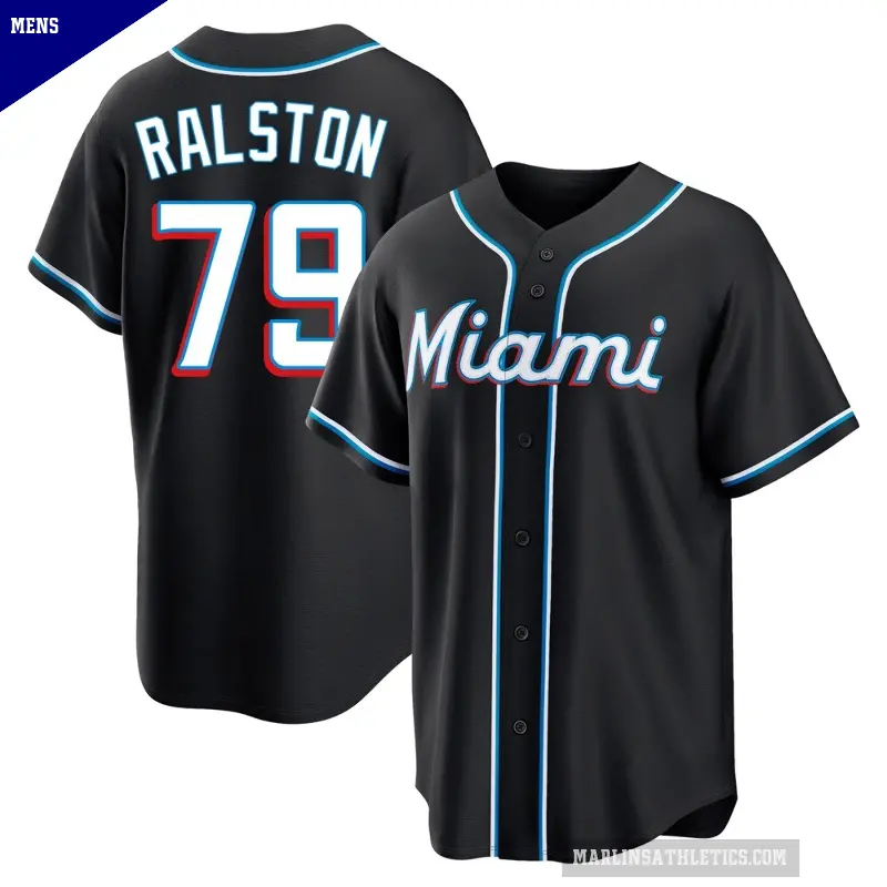 Men's No.79 Jack Ralston Miami Marlins Black Replica Fashion Out Jersey