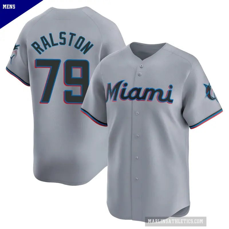 Men's No.79 Jack Ralston Miami Marlins Gray Limited Road Jersey