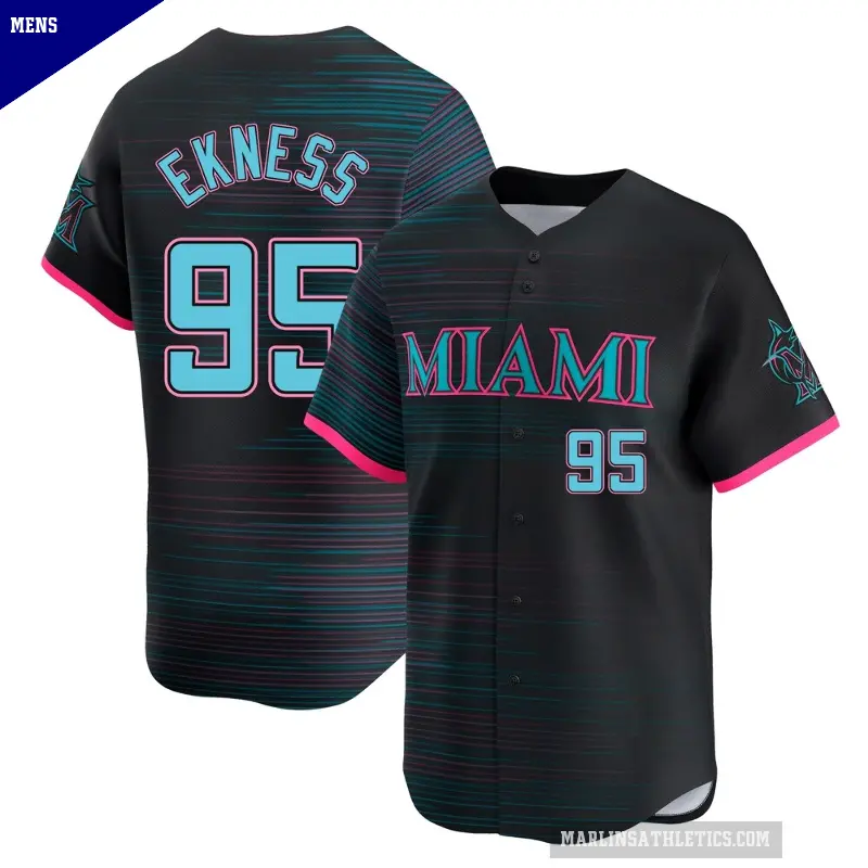 Men's No.95 Josh Ekness Miami Marlins Black Limited 2025 City Connect Jersey