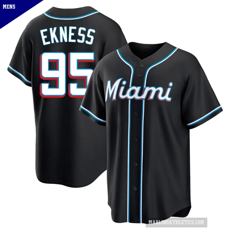 Men's No.95 Josh Ekness Miami Marlins Black Replica Fashion Out Jersey