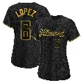 Women's No.6 Otto Lopez Miami Marlins Black Replica Snake Skin City Jersey