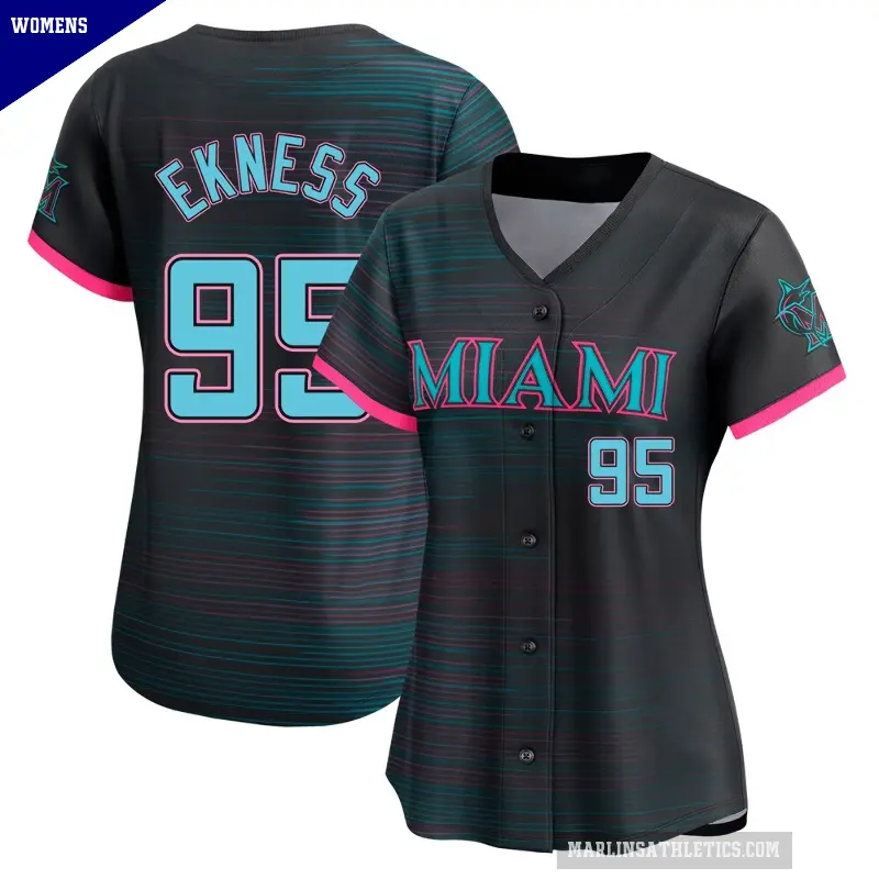 Women's No.95 Josh Ekness Miami Marlins Black Limited 2025 City Connect Jersey