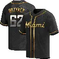 Youth No.62 Zach Brzykcy Miami Marlins Gold Replica Black en Alternate Jersey
