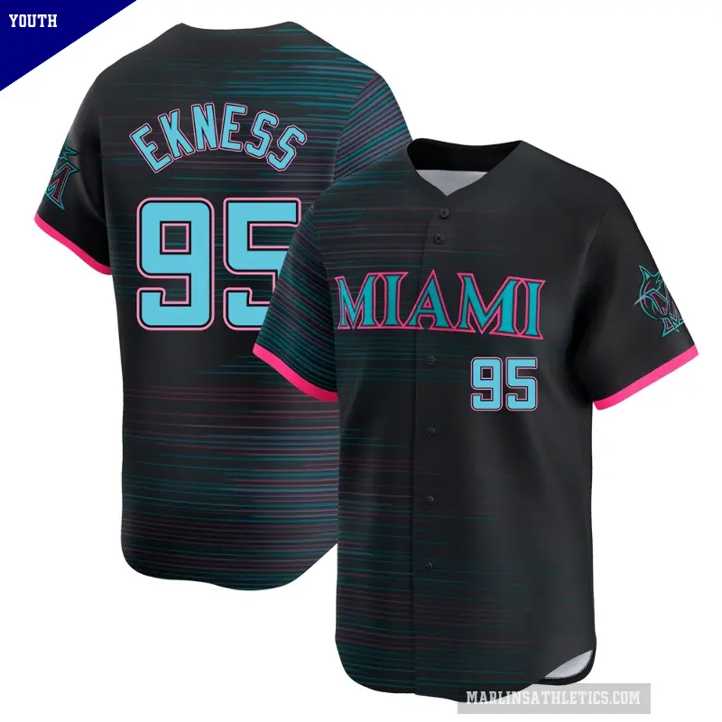 Youth No.95 Josh Ekness Miami Marlins Black Limited 2025 City Connect Jersey